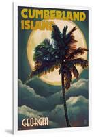 Cumberland Island, Georgia - Palms and Moon-Lantern Press-Framed Art Print