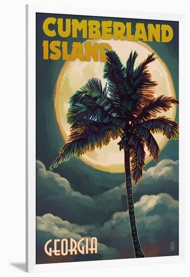 Cumberland Island, Georgia - Palms and Moon-Lantern Press-Framed Art Print