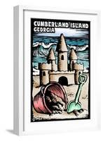 Cumberland Island, Georgia - Sandcastle Scratchboard-Lantern Press-Framed Art Print