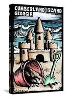 Cumberland Island, Georgia - Sandcastle Scratchboard-Lantern Press-Stretched Canvas