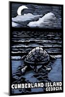 Cumberland Island, Georgia - Sea Turtle on Beach - Scratchboard-Lantern Press-Mounted Art Print