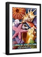 Cumberland Island, Georgia - Shells Montage-Lantern Press-Framed Art Print