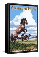 Cumberland Island, Georgia - Wild Horses-Lantern Press-Framed Stretched Canvas