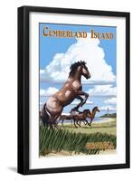 Cumberland Island, Georgia - Wild Horses-Lantern Press-Framed Art Print