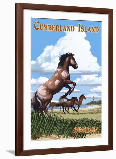 Cumberland Island, Georgia - Wild Horses-Lantern Press-Framed Art Print