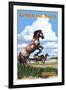 Cumberland Island, Georgia - Wild Horses-Lantern Press-Framed Art Print