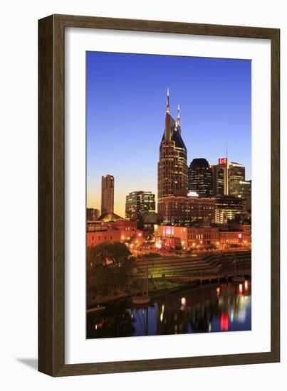 Cumberland River and Nashville Skyline, Tennessee, United States of America, North America-Richard Cummins-Framed Photographic Print