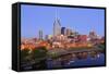 Cumberland River and Nashville Skyline, Tennessee, United States of America, North America-Richard Cummins-Framed Stretched Canvas