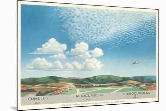 Cumulus, Altocumulus and Cirrocumulus Clouds-null-Mounted Premium Giclee Print