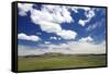 Cumulus Clouds and Blue Sky over Green Fields Near Pine, Idaho, USA-David R. Frazier-Framed Stretched Canvas