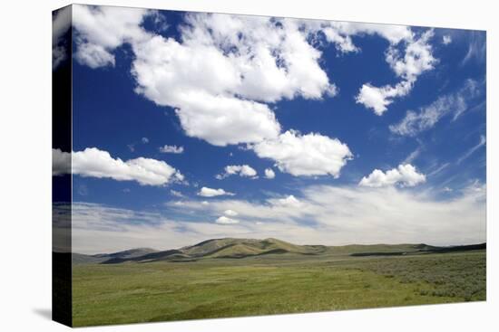 Cumulus Clouds and Blue Sky over Green Fields Near Pine, Idaho, USA-David R. Frazier-Stretched Canvas