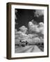 Cumulus Clouds Billowing over Texaco Gas Station along a Stretch of Highway US 66-Andreas Feininger-Framed Photographic Print