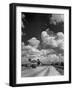 Cumulus Clouds Billowing over Texaco Gas Station along a Stretch of Highway US 66-Andreas Feininger-Framed Photographic Print