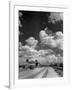 Cumulus Clouds Billowing over Texaco Gas Station along a Stretch of Highway US 66-Andreas Feininger-Framed Photographic Print