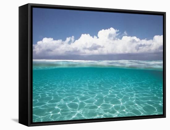 Cumulus Clouds Over Sea, Aqua-null-Framed Stretched Canvas