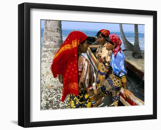 Cuna Indians, Rio Sidra, Island of Kuanidua, San Blas Archipelago, Panama, Central America-Bruno Morandi-Framed Photographic Print