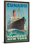 Cunard - Hamburg - New York'-Hans Fohrdt-Framed Premium Giclee Print