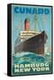 Cunard - Hamburg - New York'-Hans Fohrdt-Framed Stretched Canvas