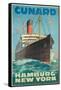 Cunard - Hamburg - New York'-Hans Fohrdt-Framed Stretched Canvas