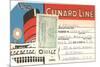 Cunard Line Baggage Tag with Inspection Stamp-null-Mounted Premium Giclee Print