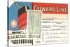 Cunard Line Baggage Tag with Inspection Stamp-null-Stretched Canvas