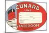 Cunard Line Baggage Tag-null-Mounted Art Print