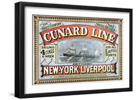 Cunard Line Between New York and Liverpool Poster-George H. Fergus-Framed Giclee Print