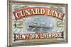 Cunard Line Between New York and Liverpool Poster-George H. Fergus-Mounted Giclee Print