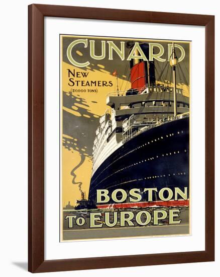 Cunard Line, Boston to Europe-Unknown Unknown-Framed Giclee Print