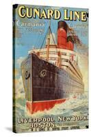 'Cunard Line - Liverpool, New York, Boston' - Werbeplakar für die Reederei Cunard Line. Ca. 1905-Edward Wright-Stretched Canvas