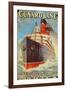 'Cunard Line - Liverpool, New York, Boston' - Werbeplakar für die Reederei Cunard Line. Ca. 1905-Edward Wright-Framed Giclee Print