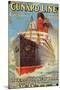 'Cunard Line - Liverpool, New York, Boston' - Werbeplakar für die Reederei Cunard Line. Ca. 1905-Edward Wright-Mounted Giclee Print