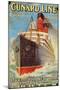 'Cunard Line - Liverpool, New York, Boston' - Werbeplakar für die Reederei Cunard Line. Ca. 1905-Edward Wright-Mounted Giclee Print