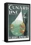 Cunard Line Poster Advertising Travel Between Europe and America-null-Framed Stretched Canvas