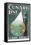 Cunard Line Poster Advertising Travel Between Europe and America-null-Framed Stretched Canvas