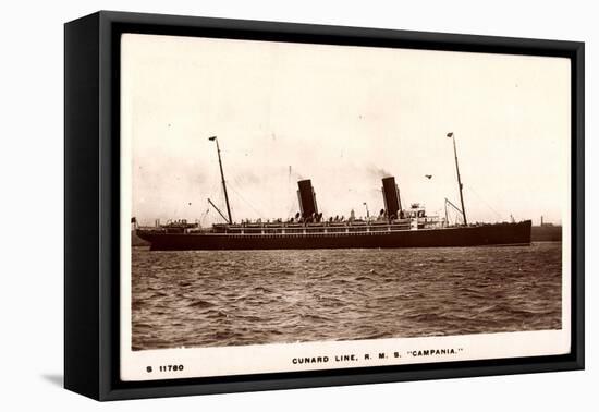 Cunard Line, R.M.S. Campania, Dampfschiff in Fahrt-null-Framed Stretched Canvas