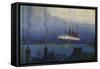 Cunard Line R.M.S. Mauretania at Cherbourg-null-Framed Stretched Canvas