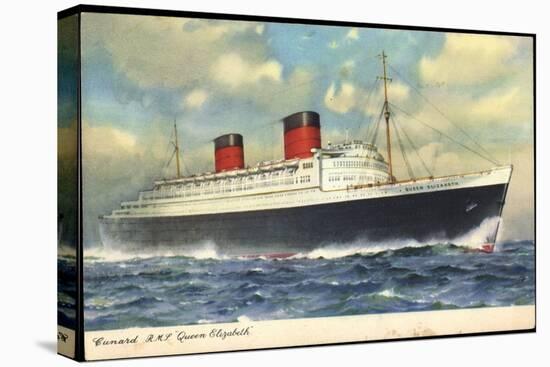 Cunard Line, R.M.S. Queen Elizabeth, Dampfschiff-null-Stretched Canvas