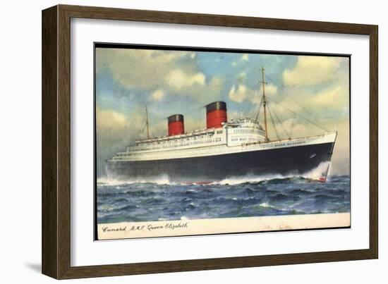 Cunard Line, R.M.S. Queen Elizabeth, Dampfschiff-null-Framed Giclee Print