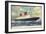 Cunard Line, R.M.S. Queen Elizabeth, Dampfschiff-null-Framed Giclee Print