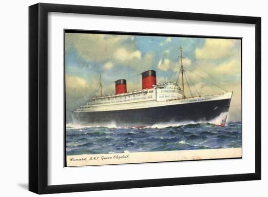 Cunard Line, R.M.S. Queen Elizabeth, Dampfschiff-null-Framed Giclee Print