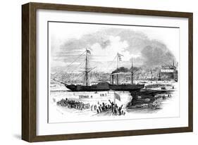 Cunard Line's First Transatlantic Liner 'Britannia' Leaving Boston, Massachusetts, USA, 1847-Smyth-Framed Giclee Print