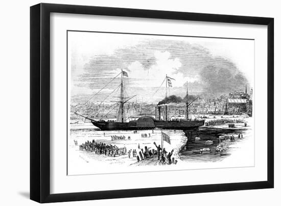 Cunard Line's First Transatlantic Liner 'Britannia' Leaving Boston, Massachusetts, USA, 1847-Smyth-Framed Giclee Print