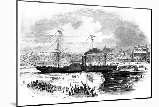 Cunard Line's First Transatlantic Liner 'Britannia' Leaving Boston, Massachusetts, USA, 1847-Smyth-Mounted Giclee Print