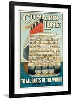 'Cunard Line - To All Parts of the World' - Werbeplakat für die Reederei Cunard Line. Ca. 1914-null-Framed Giclee Print