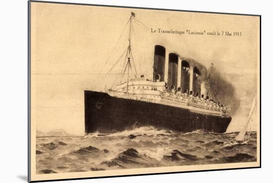 Cunard Line, Transatlantique Lusitania, 1915-null-Mounted Giclee Print