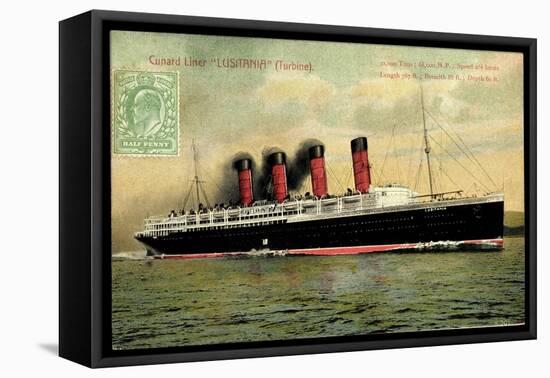 Cunard Line, Turbine Liner Lusitania, Dampfer-null-Framed Stretched Canvas