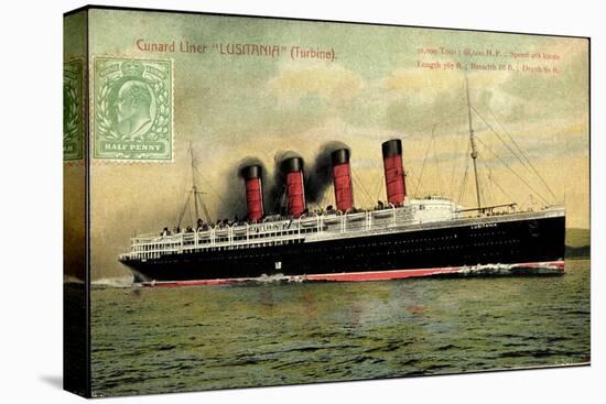 Cunard Line, Turbine Liner Lusitania, Dampfer-null-Stretched Canvas
