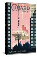 Cunard Line' - Werbeplakat für Reisen von Europa nach Amerika mit der Reederei Cunard Line-Kenneth Shoesmith-Stretched Canvas