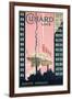 Cunard Line' - Werbeplakat für Reisen von Europa nach Amerika mit der Reederei Cunard Line-Kenneth Shoesmith-Framed Giclee Print